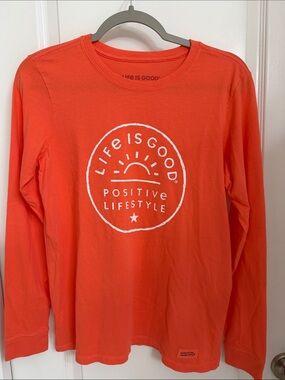 Life Is Good Orange Long-Sleeve Graphic Tee for women